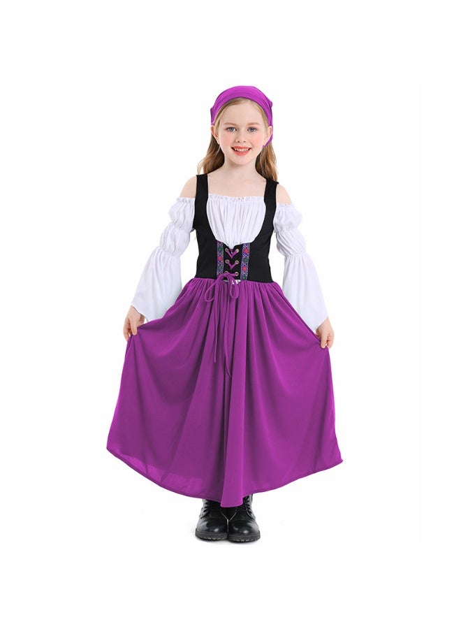 نيبمينينت Renaissance Medieval Princess Costume Dress for Girls | Victorian Bell Sleeve Off-Shoulder Gown with Headband | Fancy Dress-Up for Halloween, Cosplay, Themed Parties (Ages 4-16 Years) - Image 1